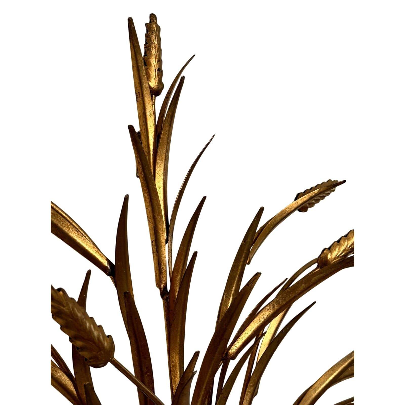 Hollywood Regency Italian Style Gilt Wheat Sheaf Vintage Wall Candelabra Tole - Thumbnail 8