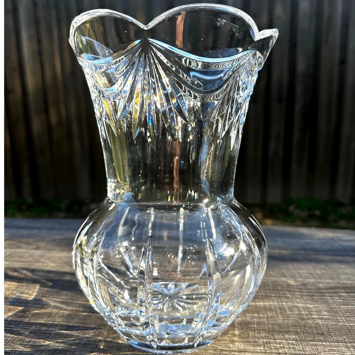 Toscany Hand Blown Poland Heavy 24% Lead Crystal Stunning 8.75" Display Vase - Thumbnail 5