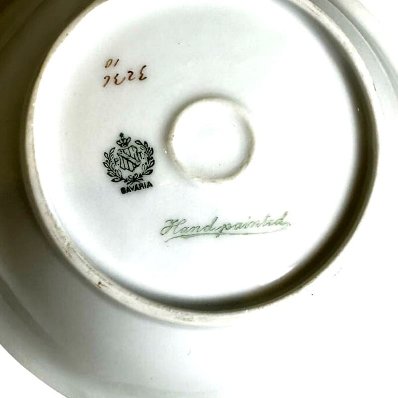 PT Bavarian Porcelain Vintage Hand Painted 7" Serving Bowl Sweet Peas Gold Trim - Thumbnail 5
