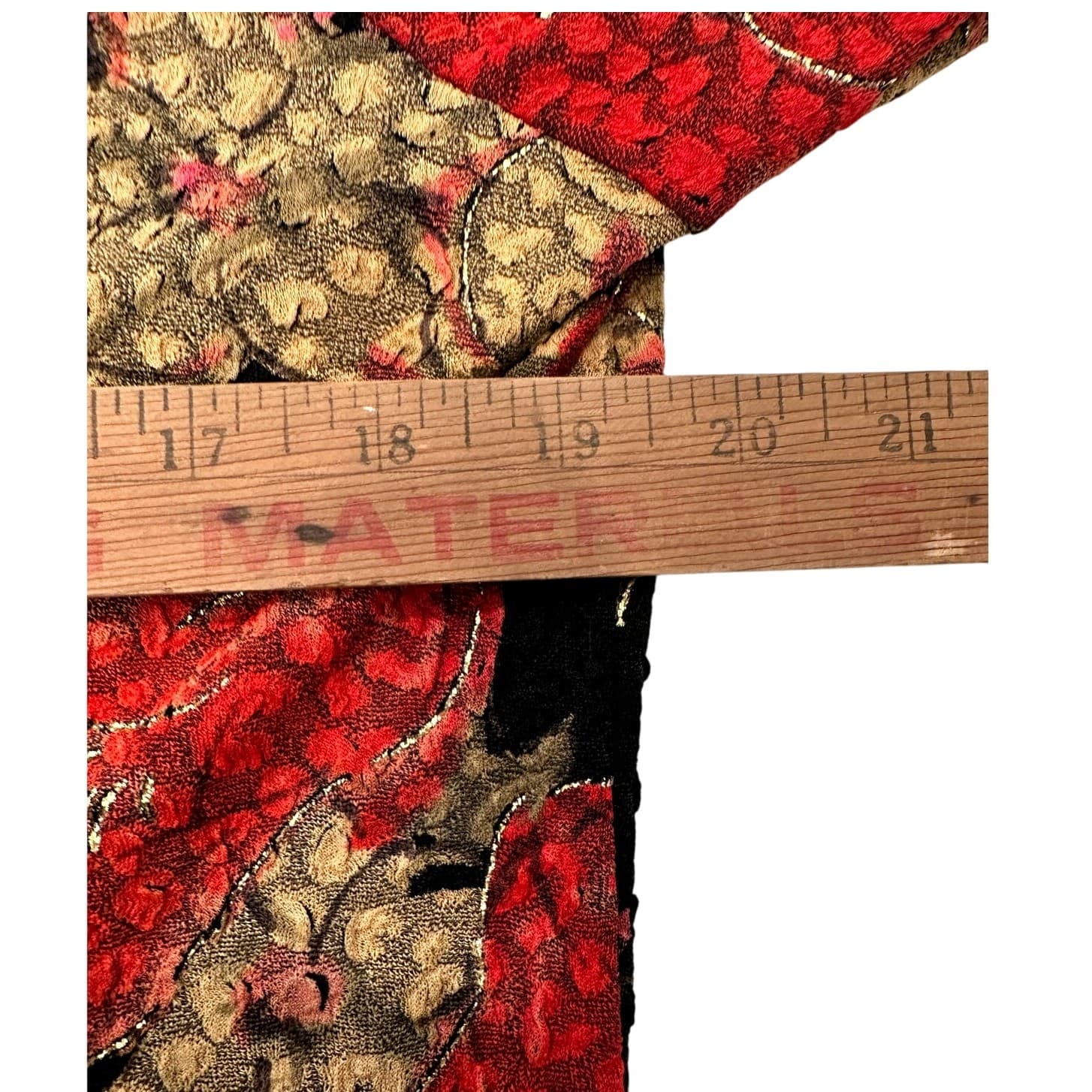 Mirasol Black Stretch Boho Vintage Bright Red Gold Accented Floral Design-Large - Thumbnail 10