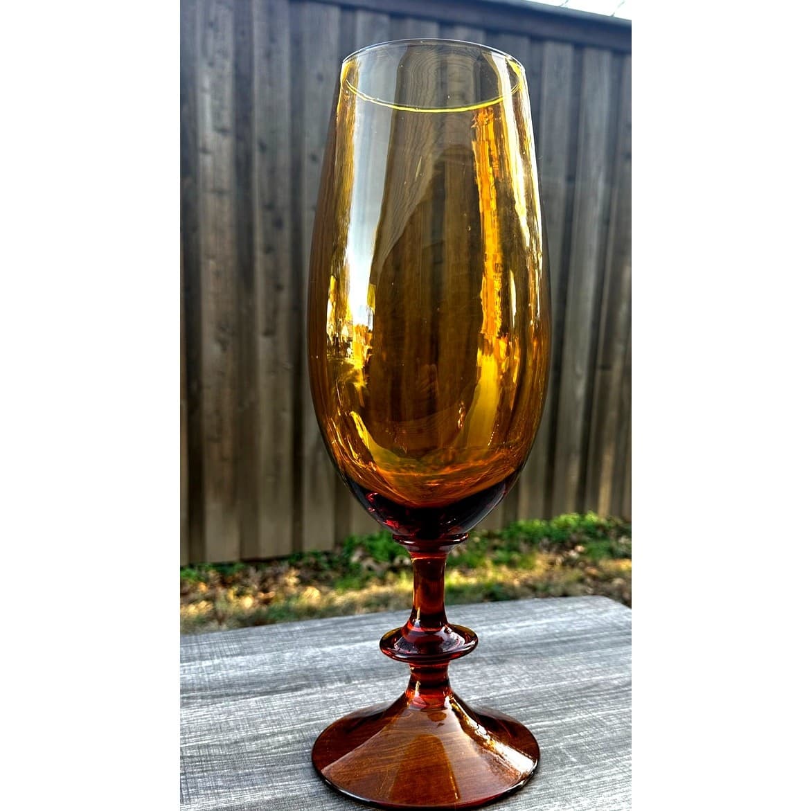 Stunning Mid-Century Vintage Amber Glass 14.5" Vase Display Piece-Rare - Thumbnail 6