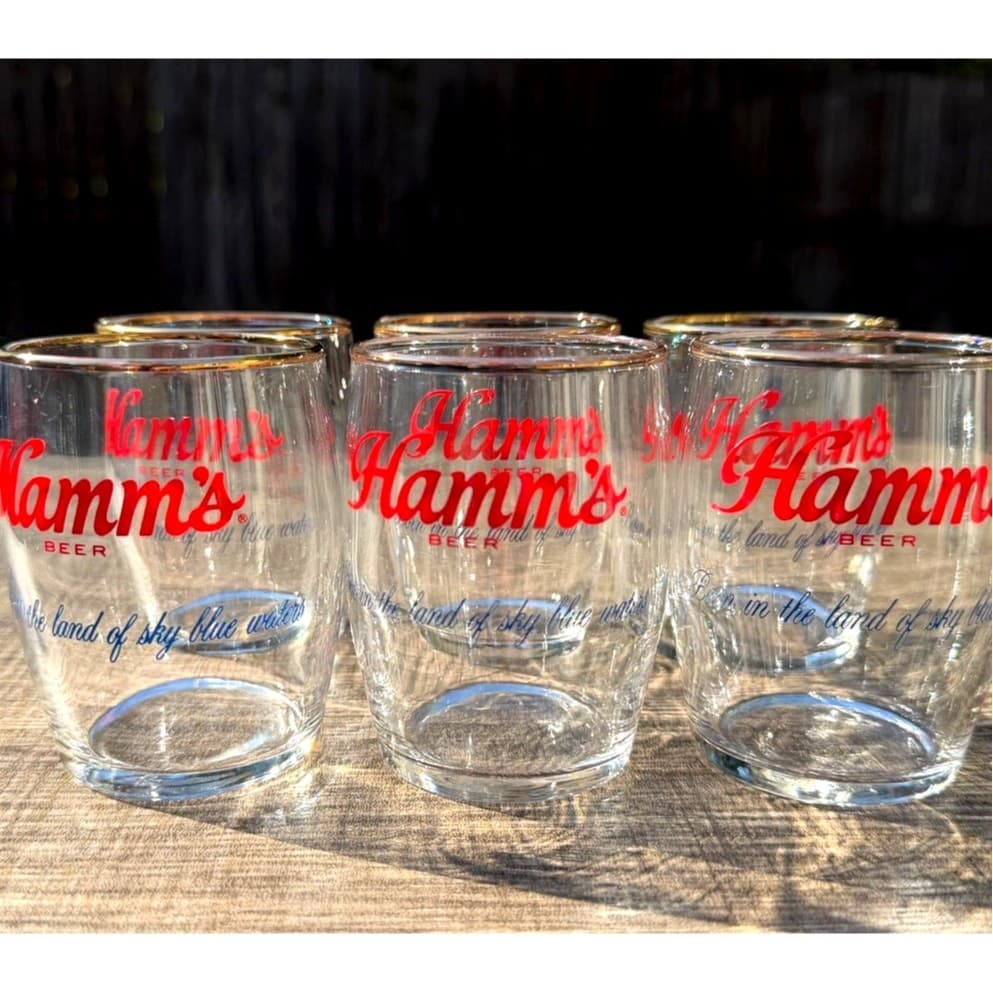 Hamm's Beer Vintage 1960's Collector 3.25" Logo Barrel Glasses-Rare-Set of 6