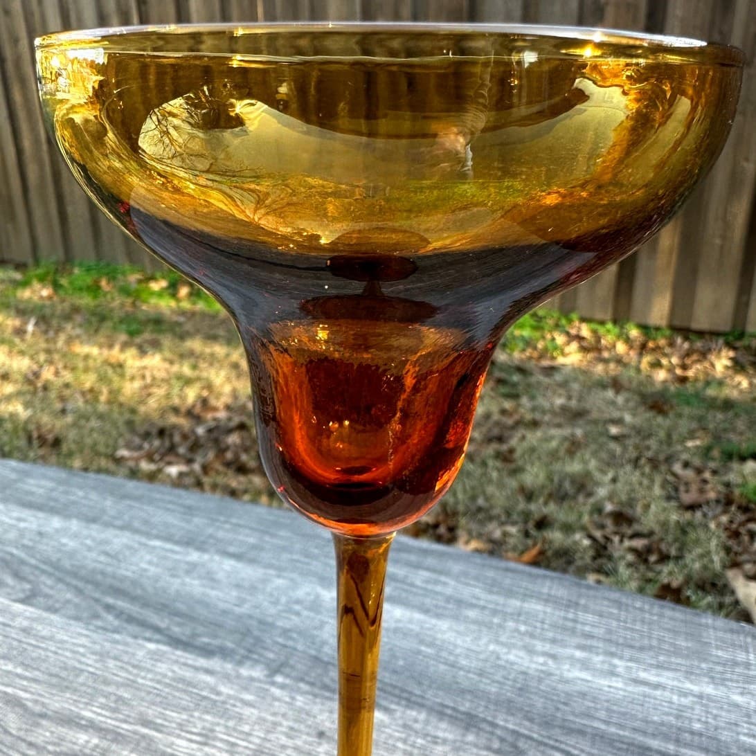Elegant Slender Mid-Century Vintage Amber Glass 11.25" Display Piece-Rare - Thumbnail 2