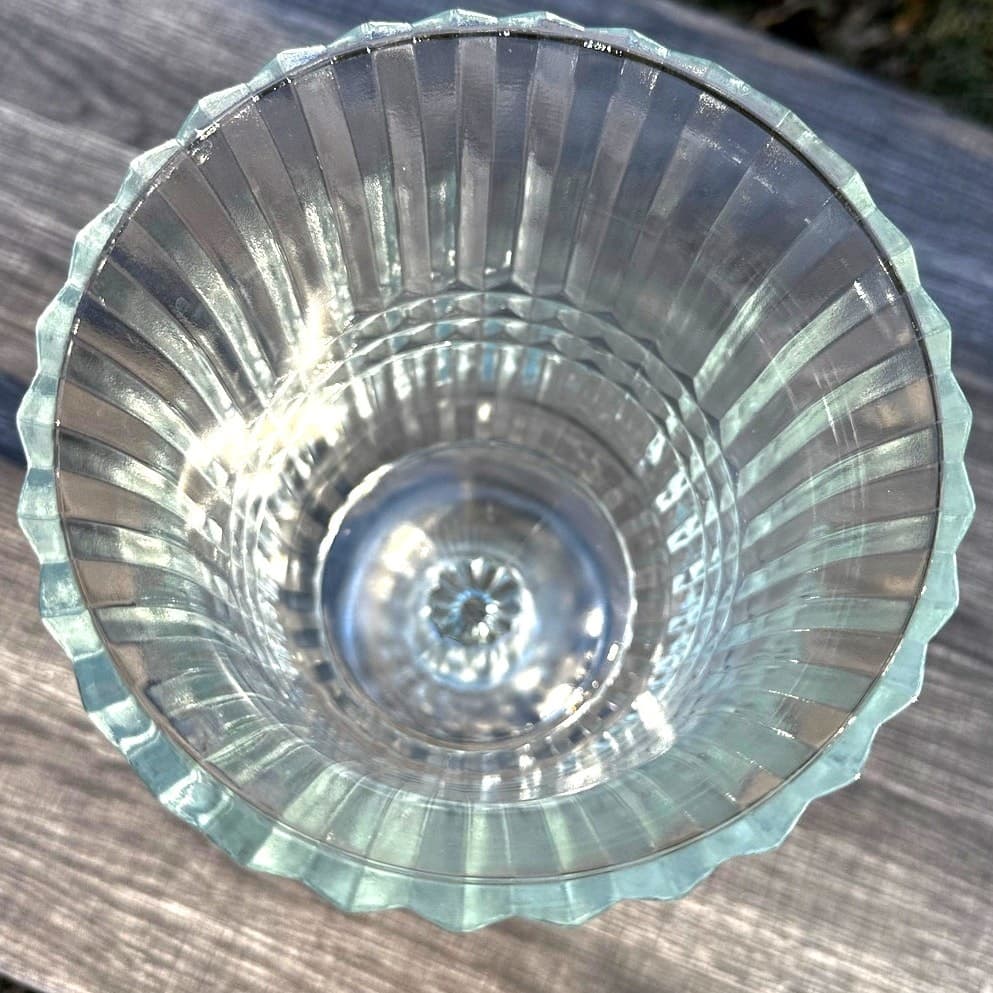 FTDA Vintage Clear Ribbed Pedestal 10.5" Vase Pillar Candleholder - Thumbnail 4