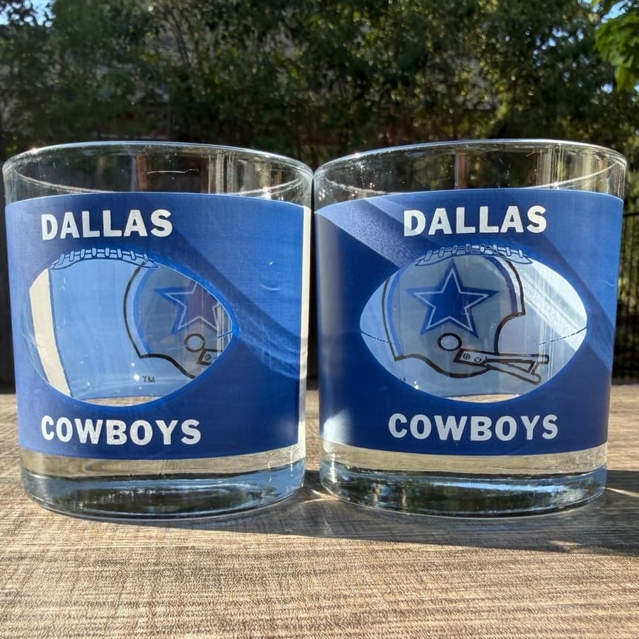 Dallas Cowboys 1970's Houze Art Football Helmet See-Thru Whiskey Glass-Set of 2 - Thumbnail 3