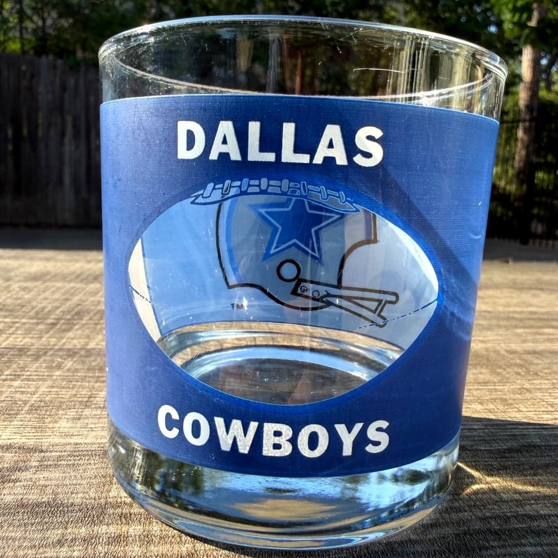 Dallas Cowboys 1970's Houze Art Football Helmet See-Thru Whiskey Glass-Set of 2 - Thumbnail 2