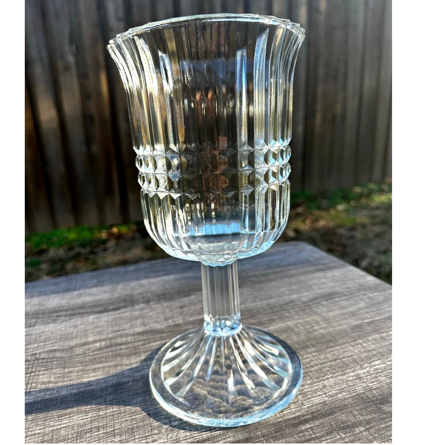 FTDA Vintage Clear Ribbed Pedestal 10.5" Vase Pillar Candleholder - Thumbnail 5