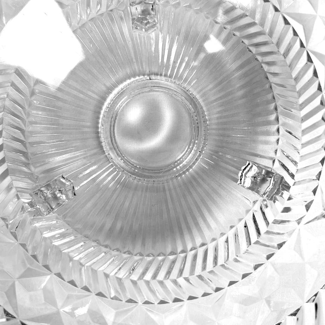 Footed Glass Vintage Centerpiece 12.75" Ruffled Top Bowl in Diamond Pattern - Thumbnail 9