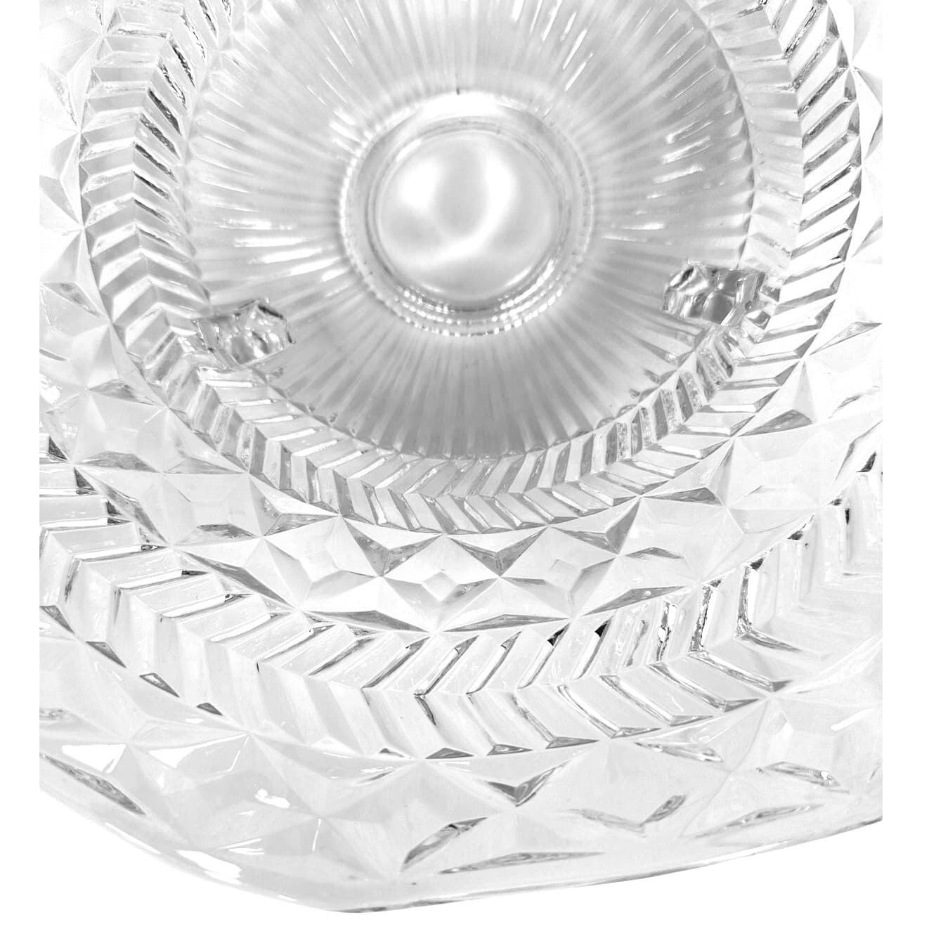 Footed Glass Vintage Centerpiece 12.75" Ruffled Top Bowl in Diamond Pattern - Thumbnail 8
