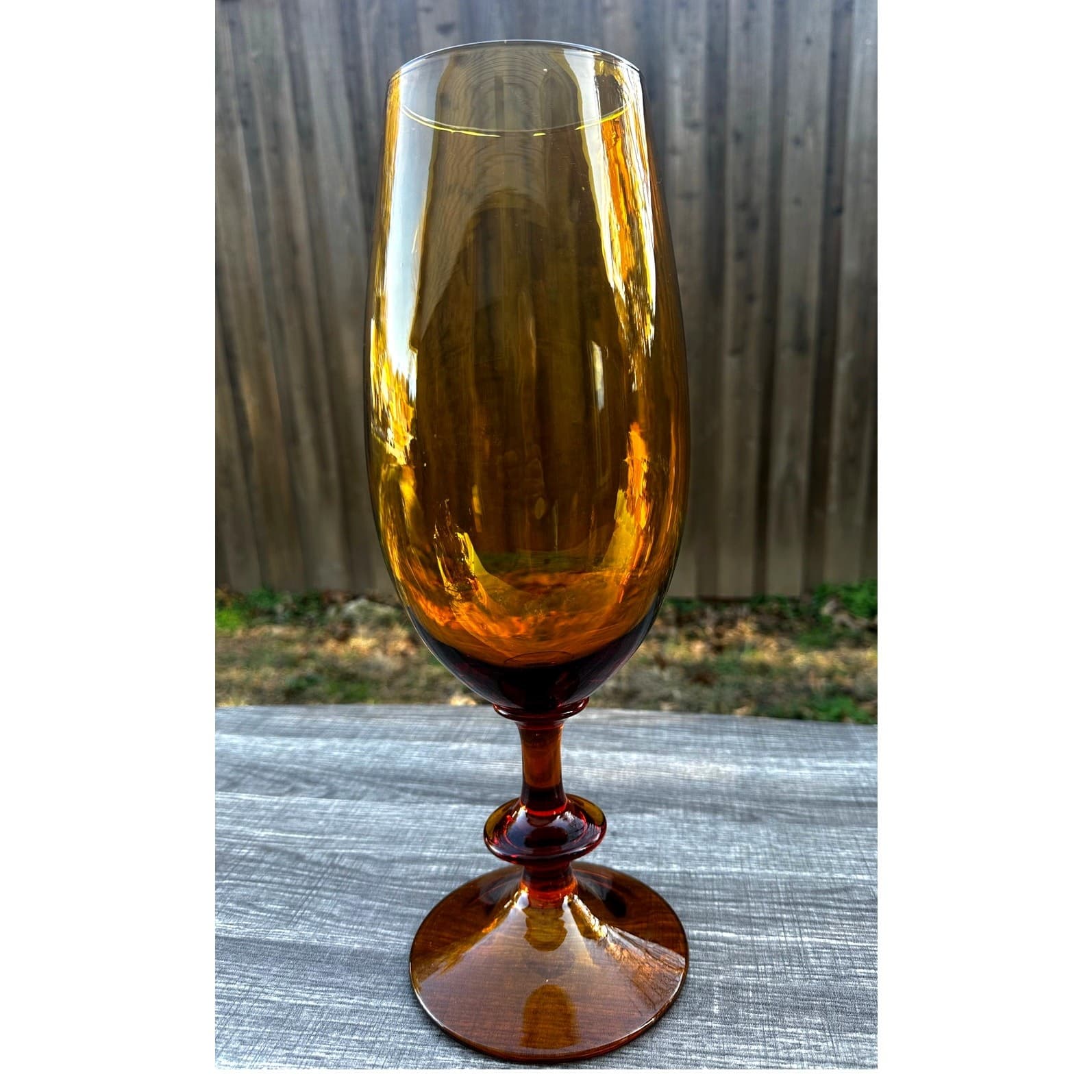 Stunning Mid-Century Vintage Amber Glass 14.5" Vase Display Piece-Rare - Thumbnail 3