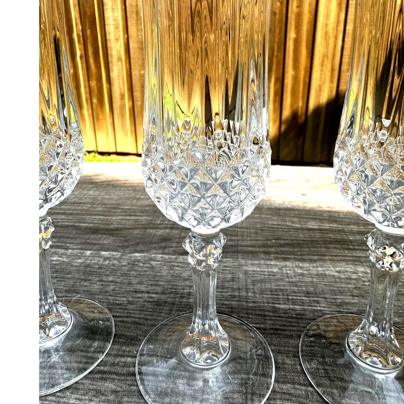 Cristral D'Arques Longchamp Crystal Champagne Flutes Made in France-Set of 3 - Thumbnail 6