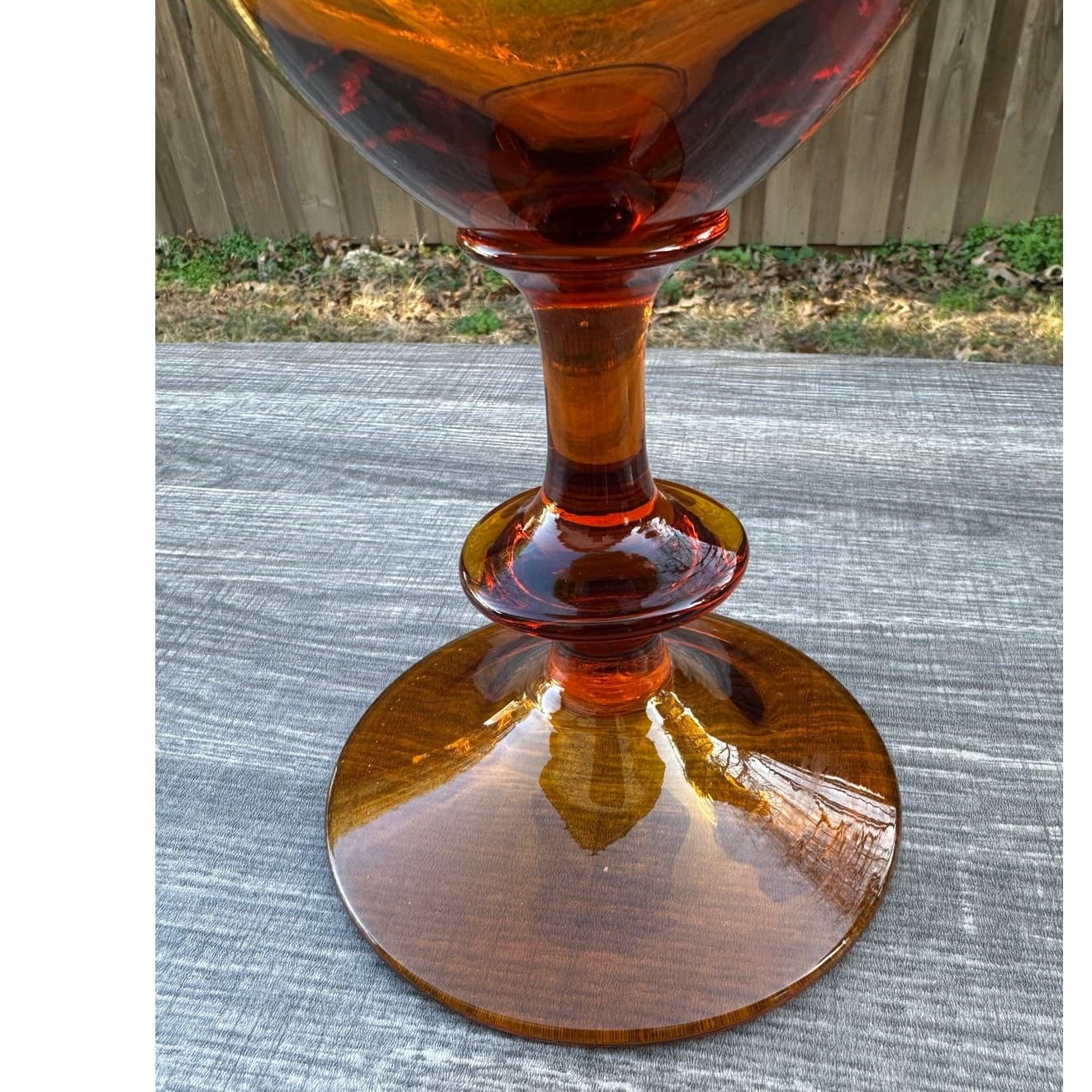Stunning Mid-Century Vintage Amber Glass 14.5" Vase Display Piece-Rare - Thumbnail 5