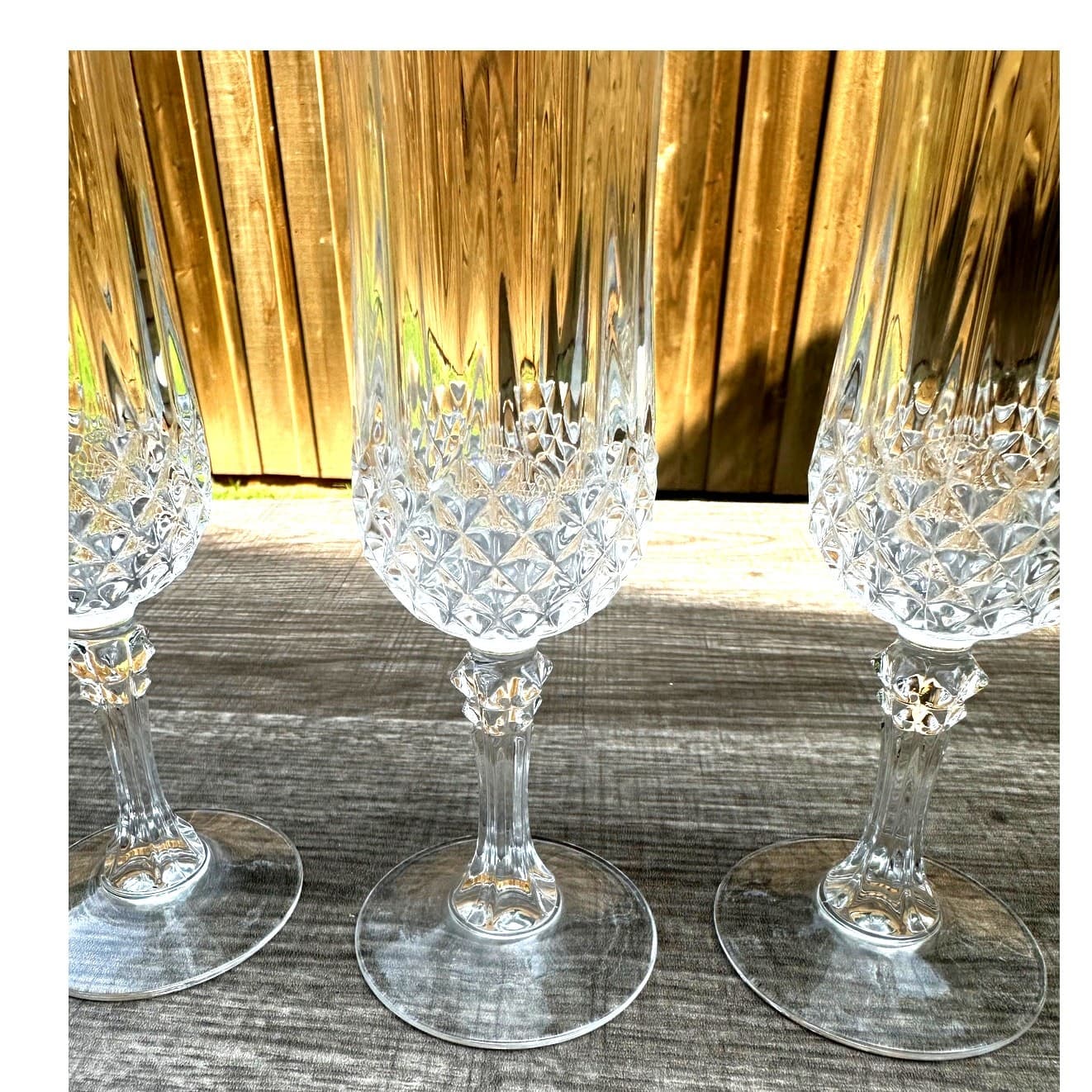 Cristral D'Arques Longchamp Crystal Champagne Flutes Made in France-Set of 3 - Thumbnail 2