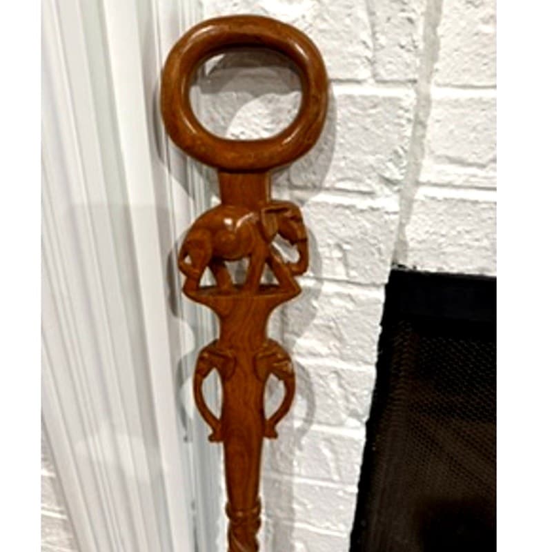 Hand Carved Elephant Cane Walking Stick 36" Hardwood African Safari Folk Art - Thumbnail 2