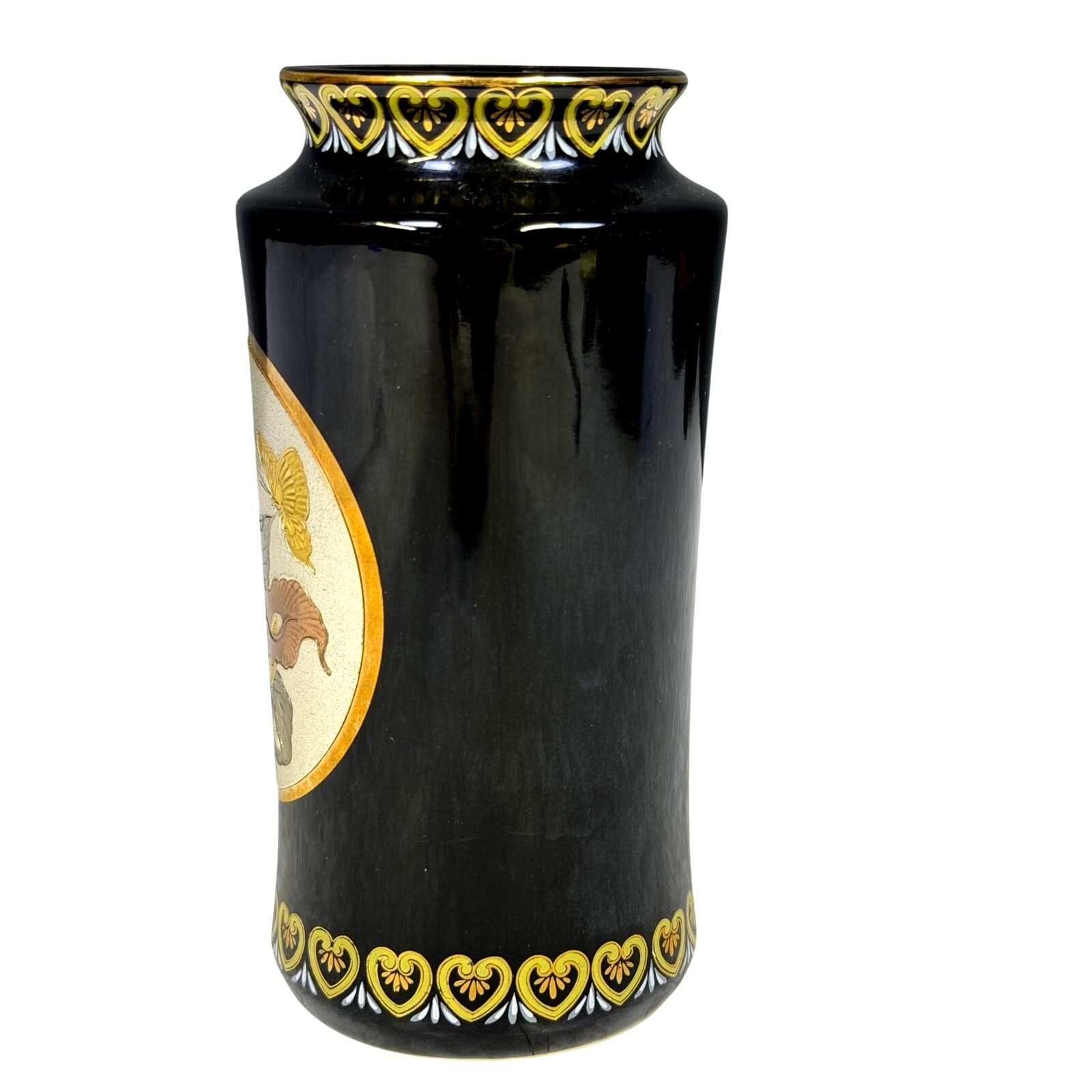 Japanese 'Art of Chokin' Porcelain Vase Engraved 24k Gold Silver Calla Lillies - Thumbnail 3