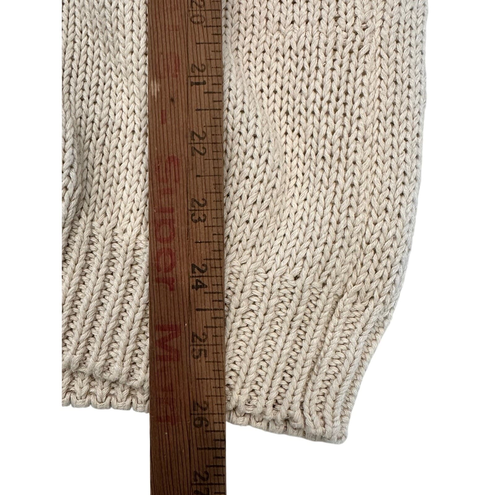 Chaus Vintage Ivory Cream Cardigan Sweater with Embroidered Floral Collar-Small - Thumbnail 10
