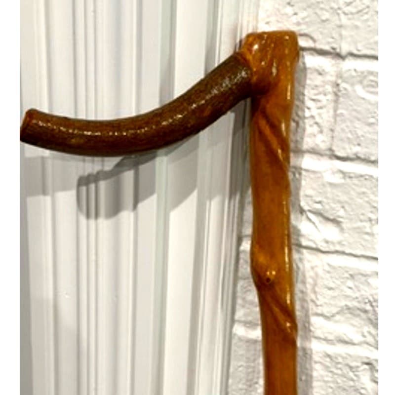 Handcrafted Rustic Walking Stick Cane 36" Natural Wood Folk Art Crook Handle - Thumbnail 3