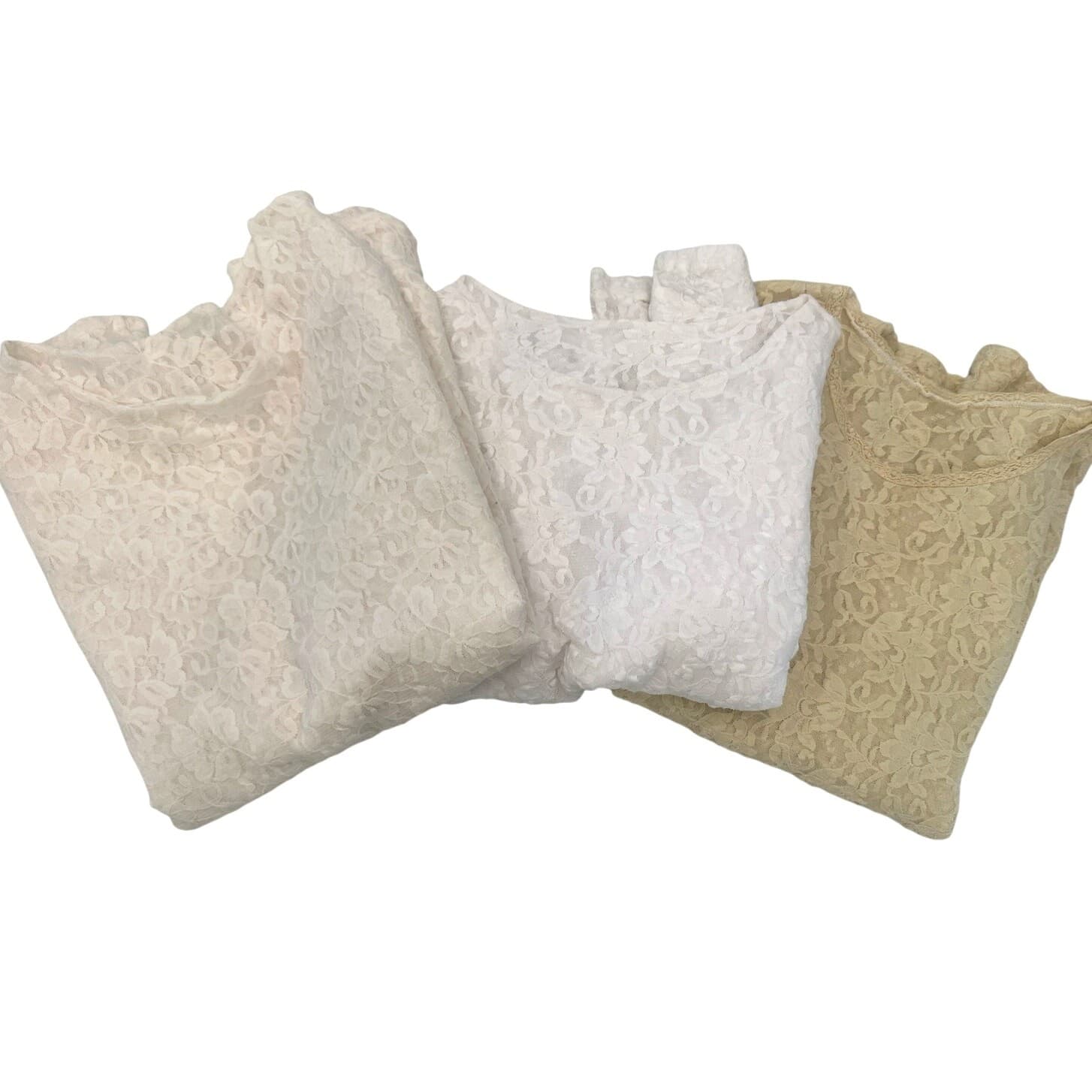 3-Stretch Semi Sheer Sparkle Floral Design Tops by 'Shoulders to Go' Small/Med