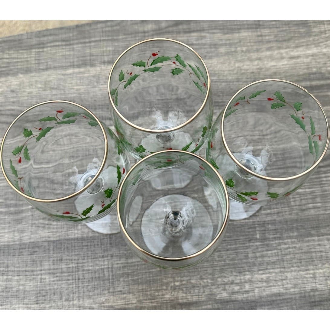 Lenox Holiday Dimensions Vintage 10 oz Gold Rim Goblets Original Box-Set of 4 - Thumbnail 4