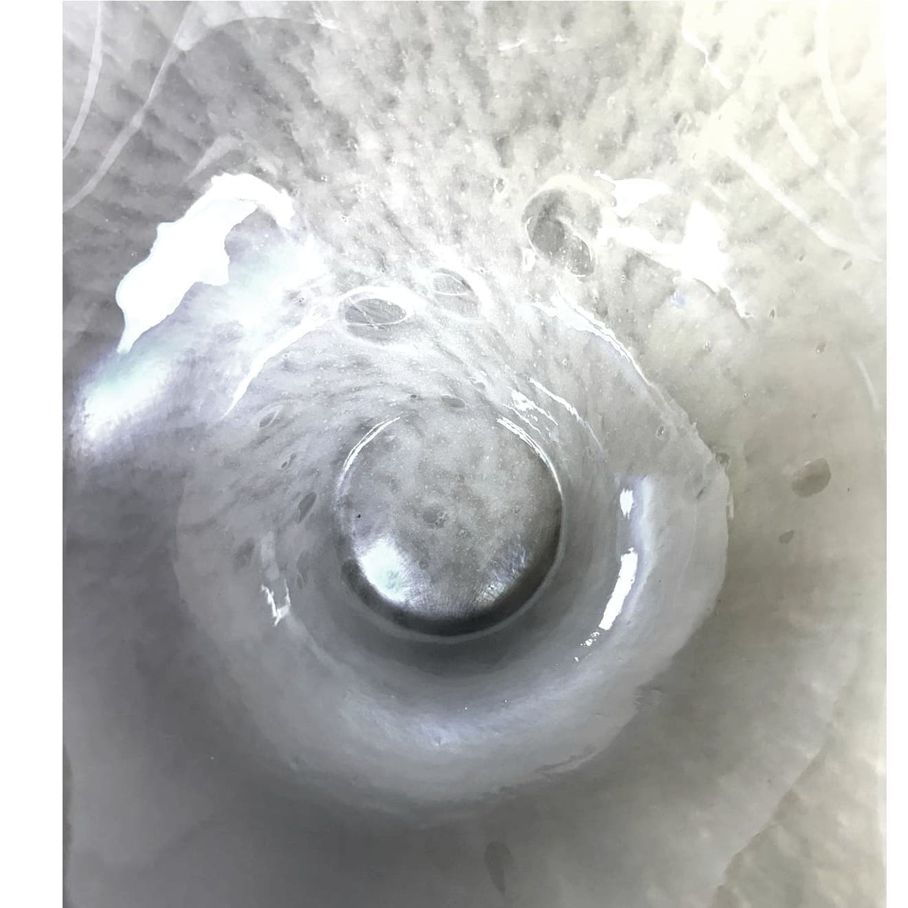 Italian Elegant 'Crystal Clear' Murano Inspired Art Glass White 15.75" Wave Bowl - Thumbnail 4
