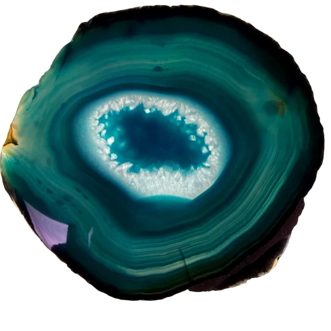 Irregular Oval Teal Agate Slices Vibrant Home Decor Display or Coasters-3 PC - Thumbnail 5