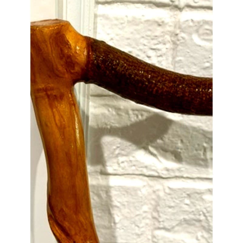 Handcrafted Rustic Walking Stick Cane 36" Natural Wood Folk Art Crook Handle - Thumbnail 2