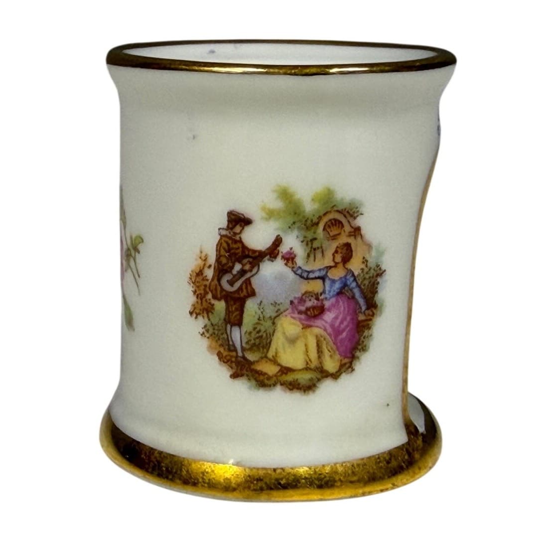 Limoges France Courting Couple 'Bonne Nuit' Miniature Porcelain Candle Holder - Thumbnail 3