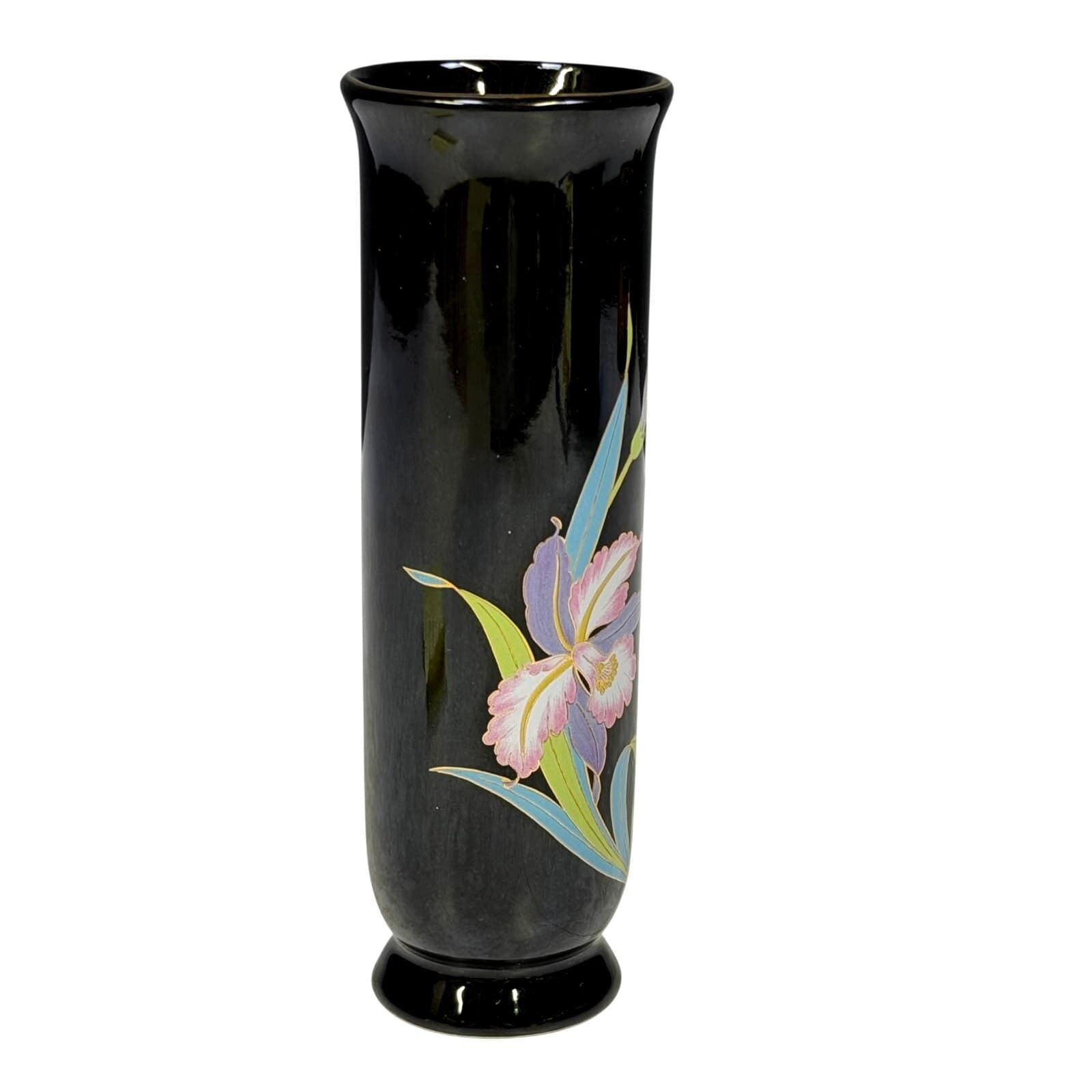 Elegant Japanese Otagiri 'Black Orchid' Modern Design 6.75" Porcelain Vase - Thumbnail 3
