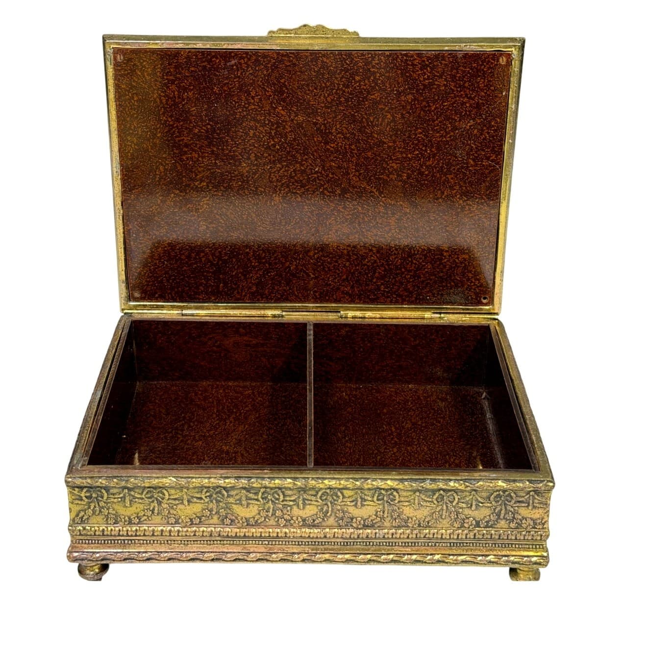 Jennings Brothers c. 1900-1915 Lined Large Bronze Repoussé Vanity Box - Thumbnail 9