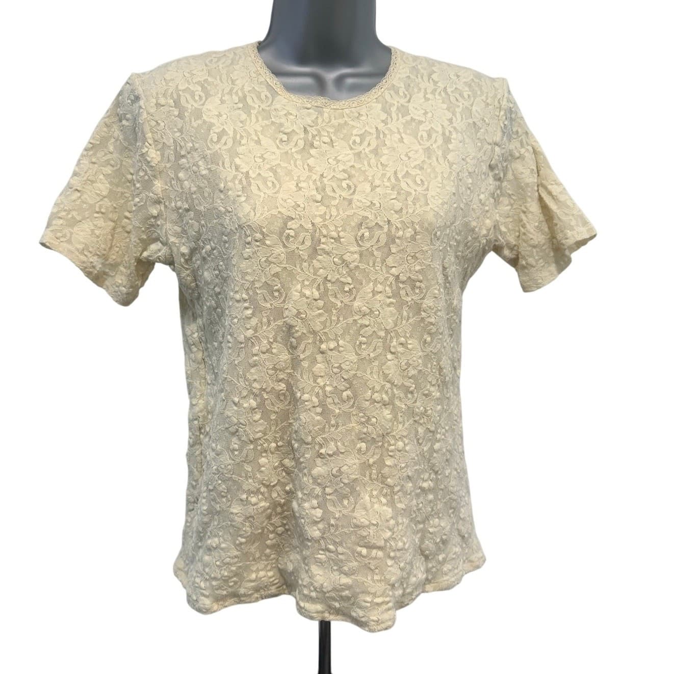 3-Stretch Semi Sheer Sparkle Floral Design Tops by 'Shoulders to Go' Small/Med - Thumbnail 13