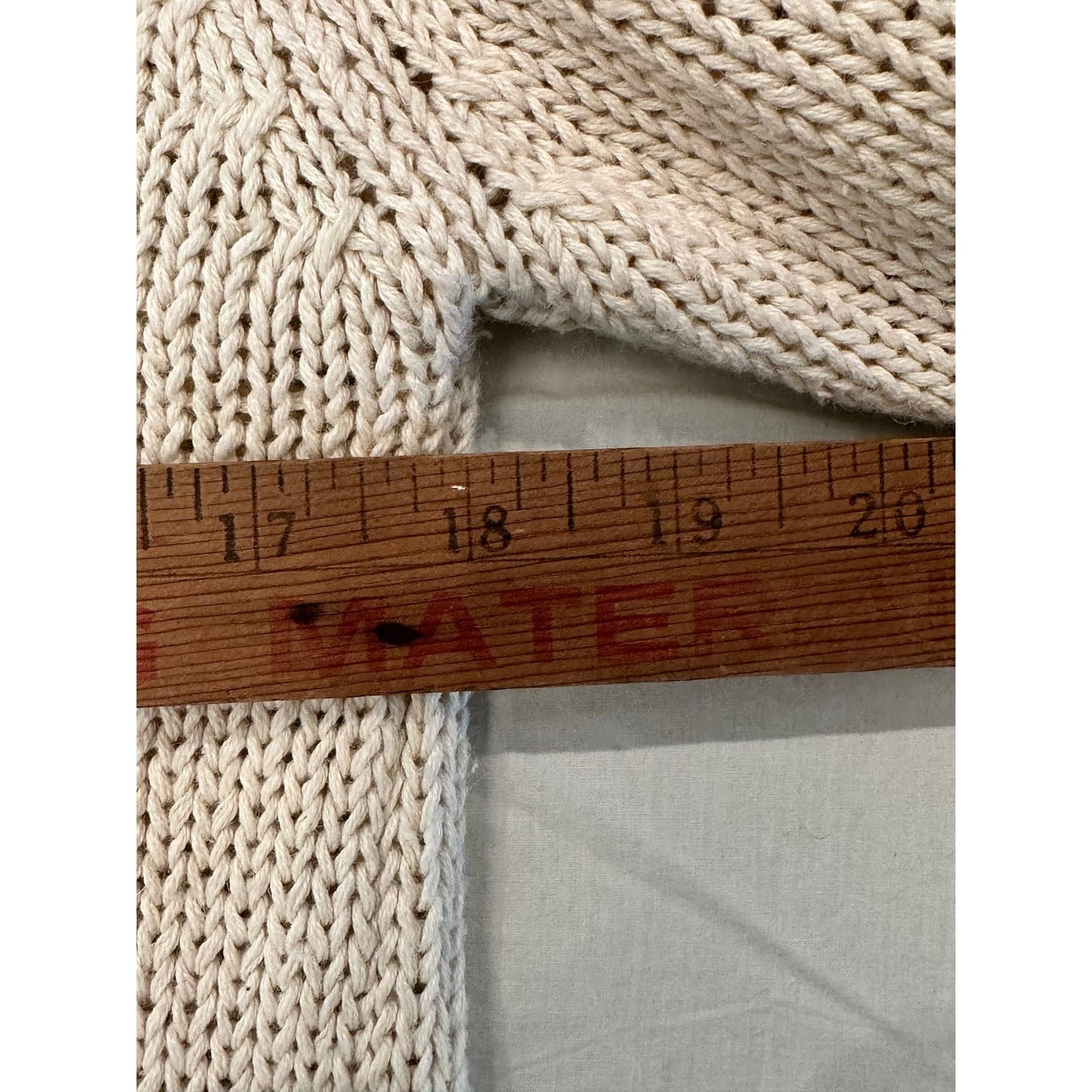 Chaus Vintage Ivory Cream Cardigan Sweater with Embroidered Floral Collar-Small - Thumbnail 9