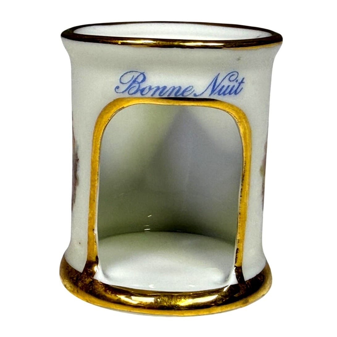 Limoges France Courting Couple 'Bonne Nuit' Miniature Porcelain Candle Holder - Thumbnail 2