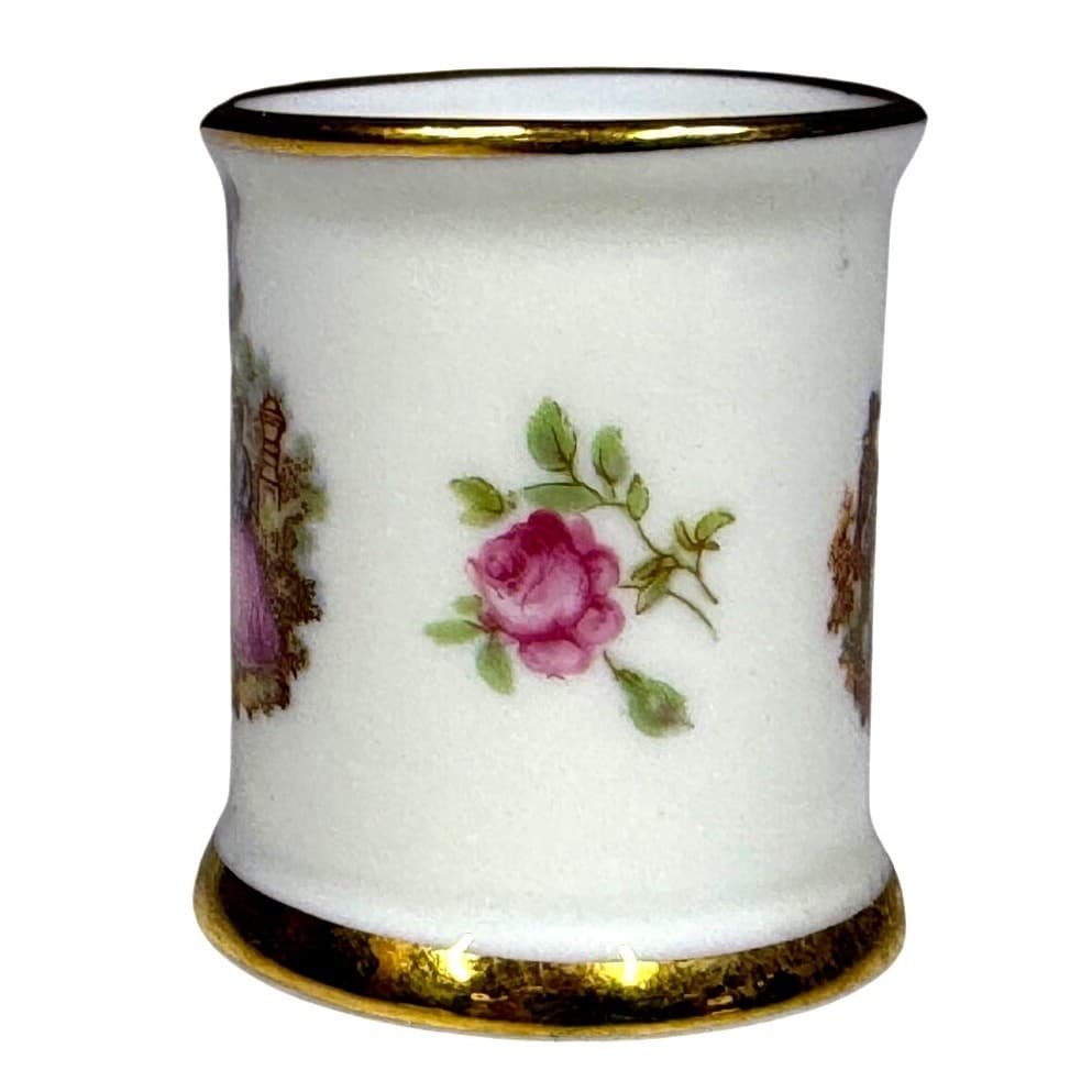 Limoges France Courting Couple 'Bonne Nuit' Miniature Porcelain Candle Holder