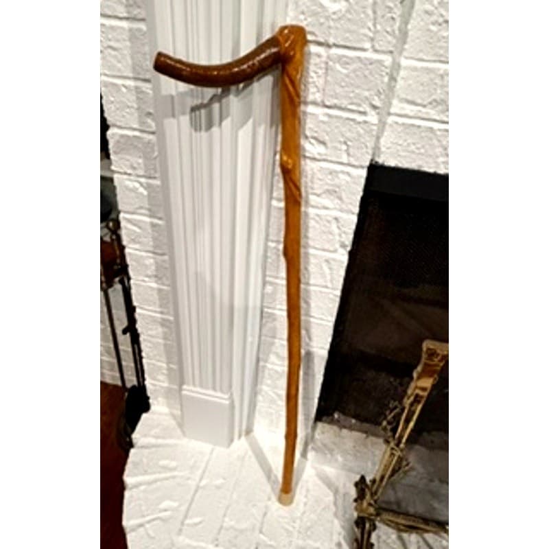 Handcrafted Rustic Walking Stick Cane 36" Natural Wood Folk Art Crook Handle - Thumbnail 5