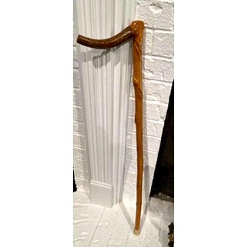 Handcrafted Rustic Walking Stick Cane 36" Natural Wood Folk Art Crook Handle - Thumbnail 8