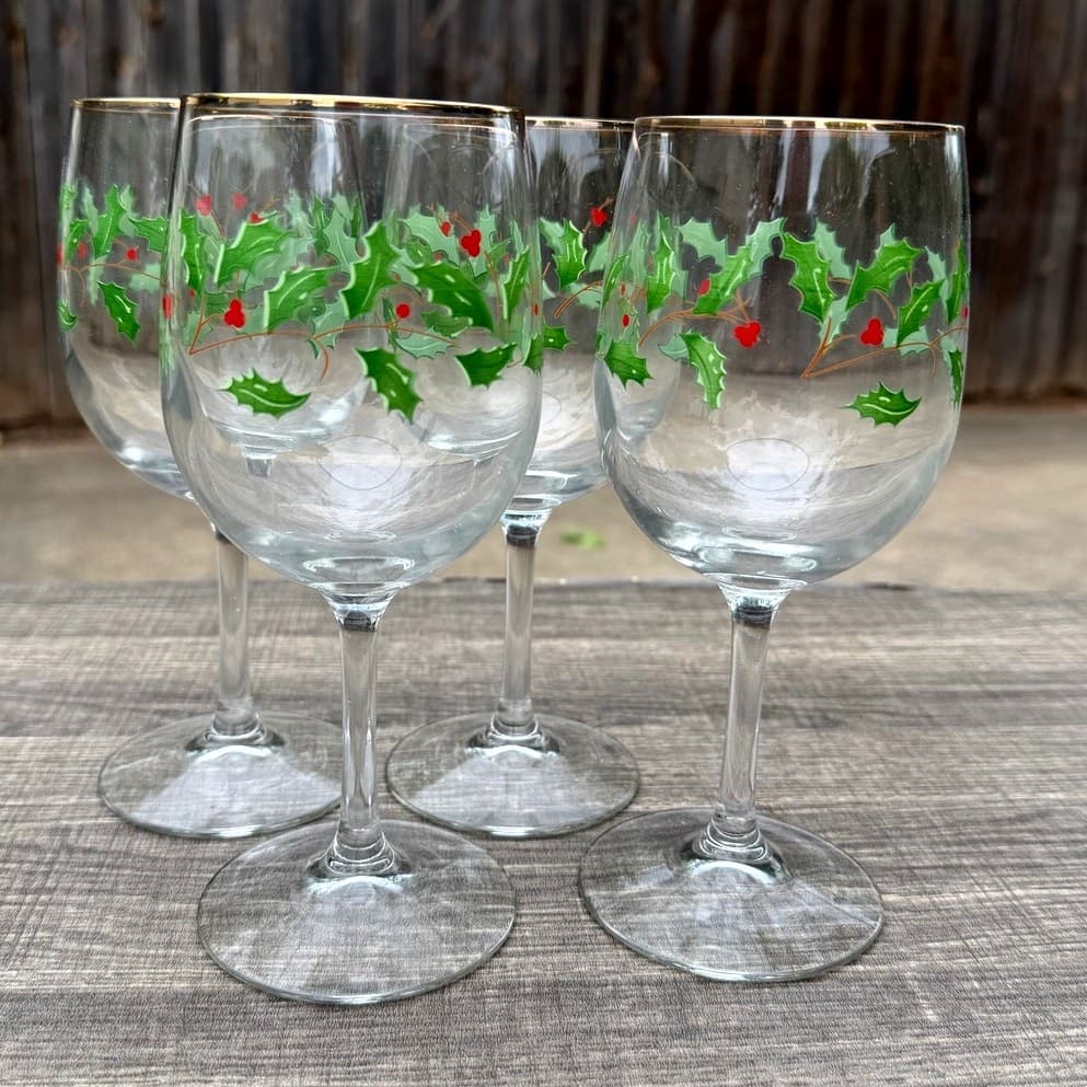 Lenox Holiday Dimensions Vintage 10 oz Gold Rim Goblets Original Box-Set of 4 - Thumbnail 3