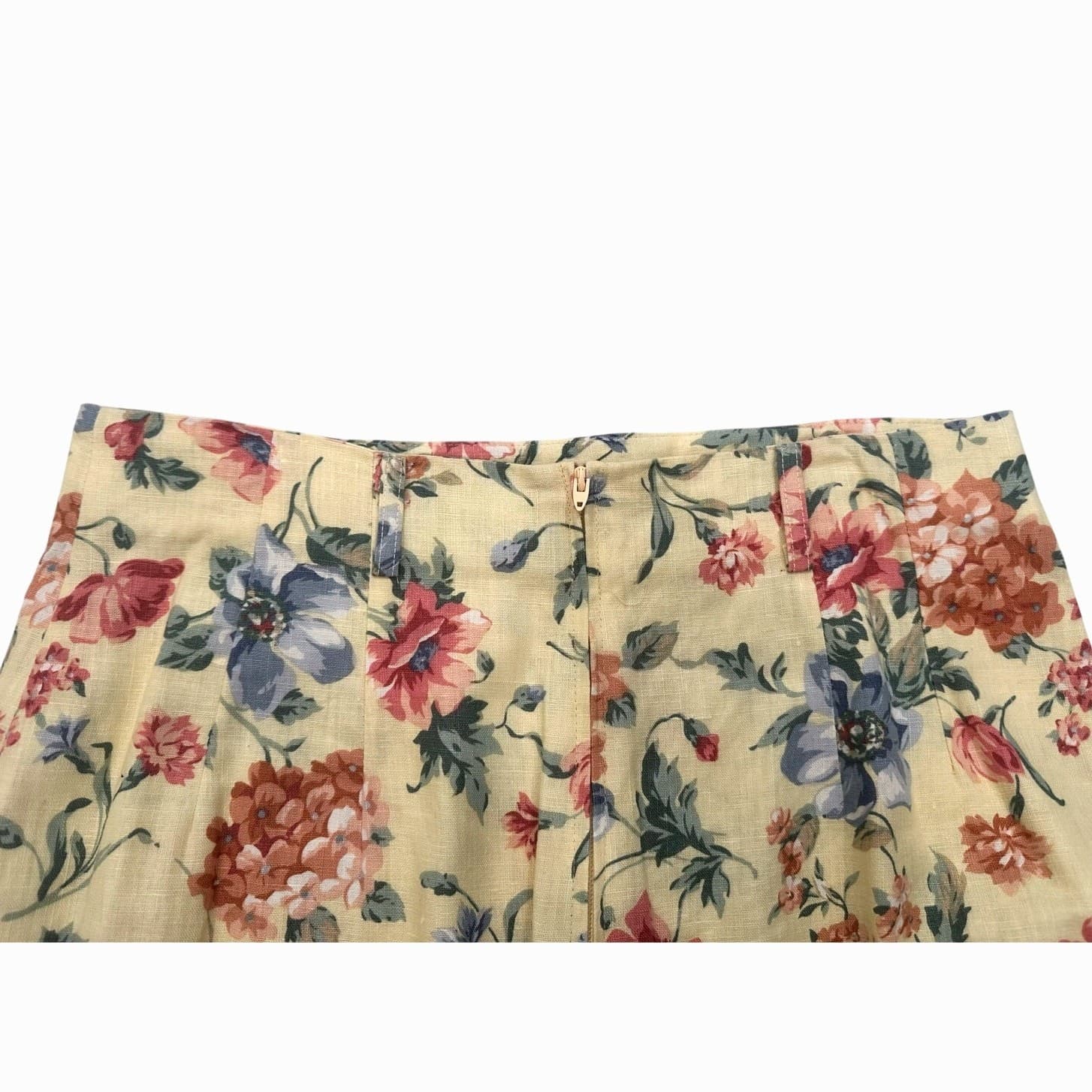Carroll Reed/Bushwacker USA Vintage Linen Soft Yellow Floral Skirt Blouse Vest-8 - Thumbnail 16