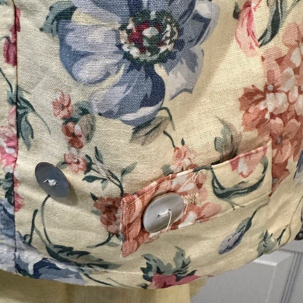 Carroll Reed/Bushwacker USA Vintage Linen Soft Yellow Floral Skirt Blouse Vest-8 - Thumbnail 8