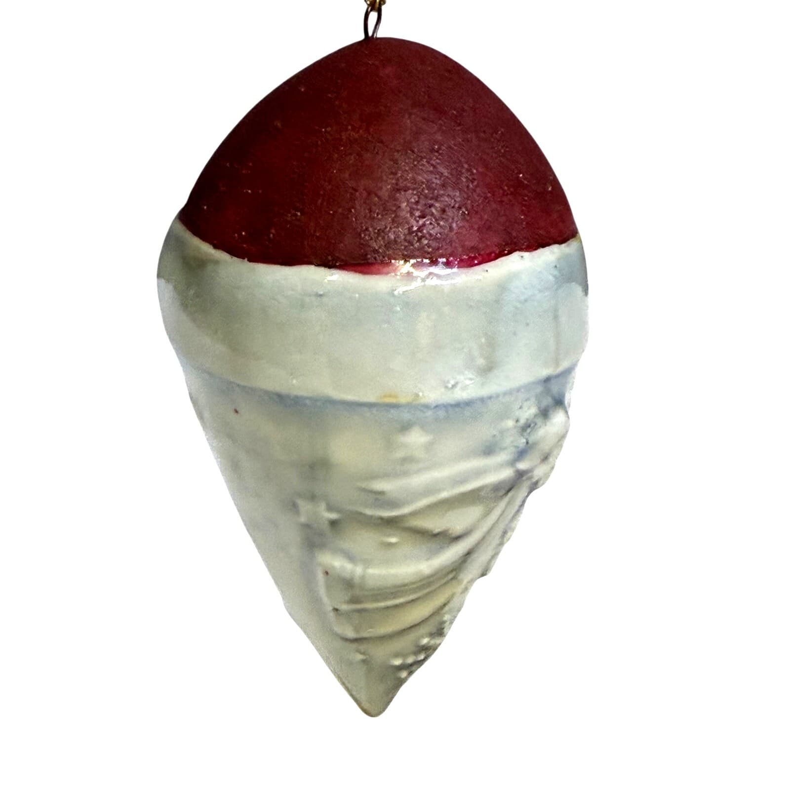 Hand Painted Ceramic Pottery Angel Embellished Teardrop Christmas Ornament - Thumbnail 5