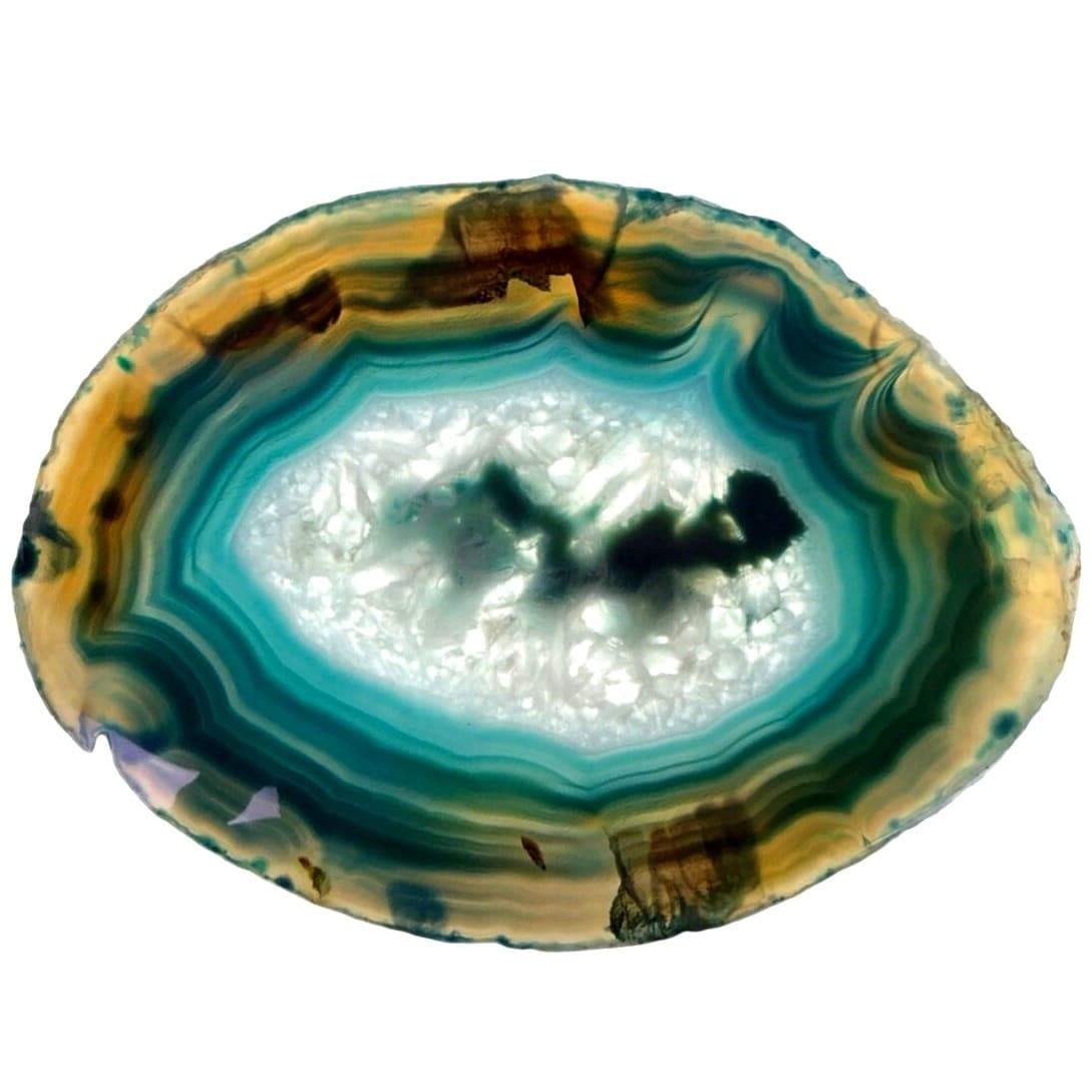 Irregular Oval Teal Agate Slices Vibrant Home Decor Display or Coasters-3 PC - Thumbnail 2