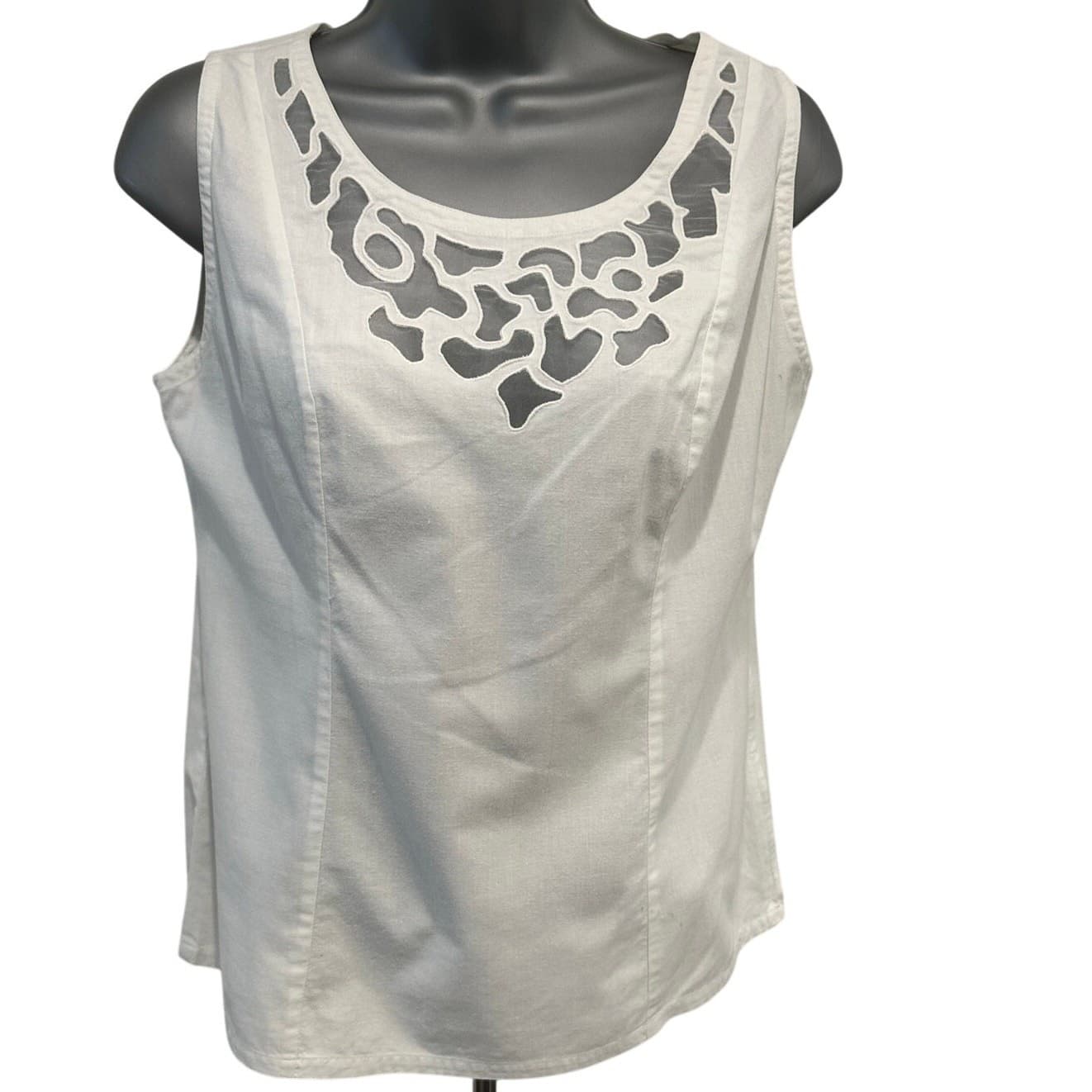KSA Philippines Ivory Cream Cotton Camisole Sheer Cut Outs Matching Overshirt-M - Thumbnail 10