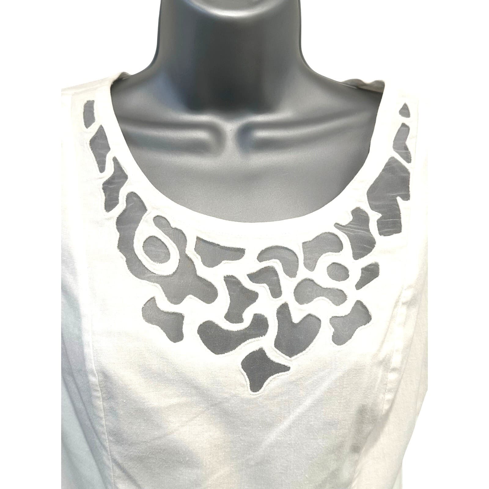KSA Philippines Ivory Cream Cotton Camisole Sheer Cut Outs Matching Overshirt-M - Thumbnail 11