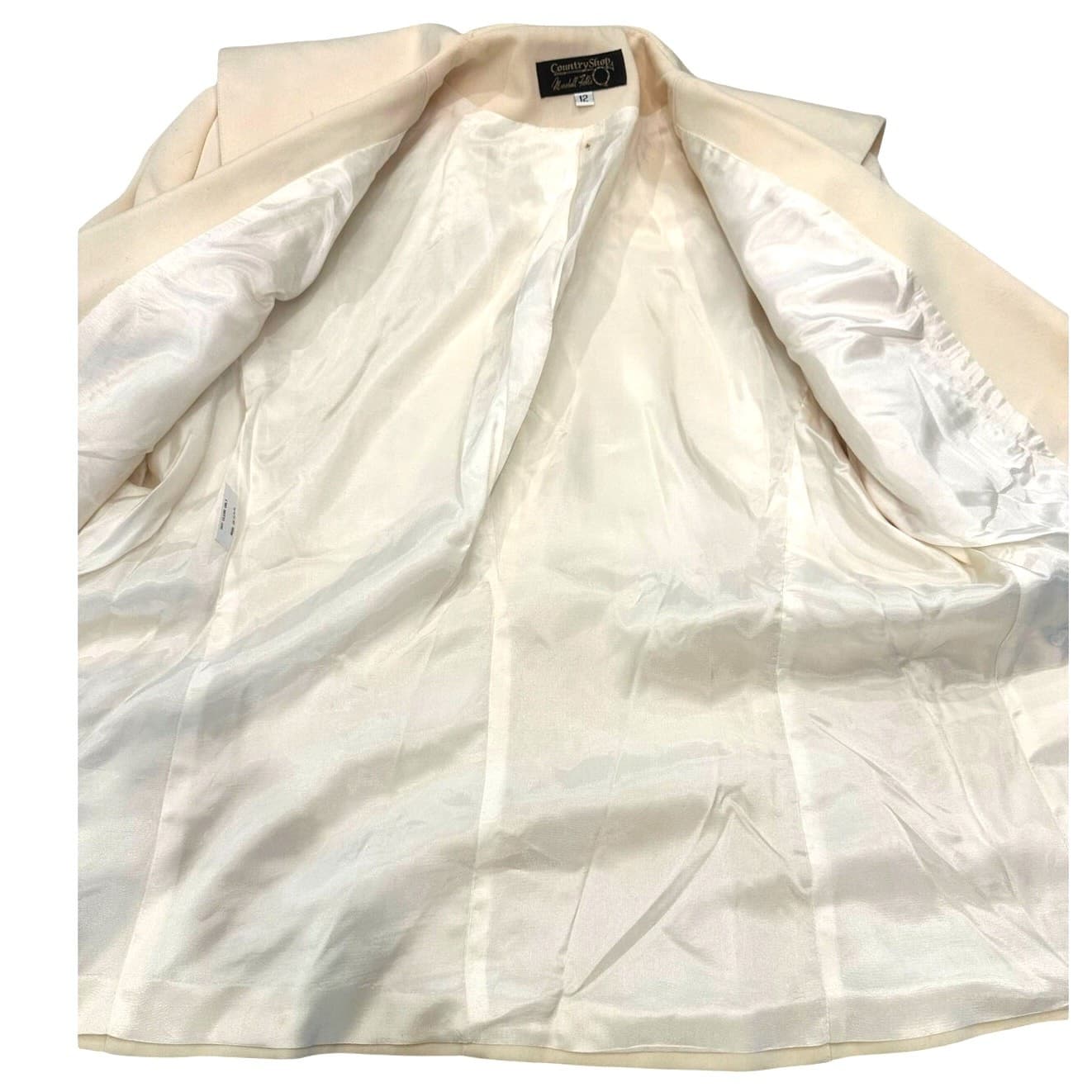 Marshall Field Country Shop Vintage Ivory Double Breasted Blazer 100% Wool-New - Thumbnail 9