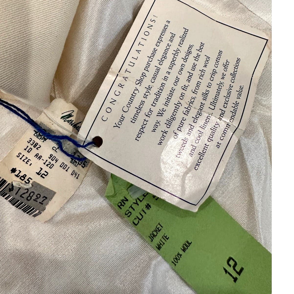 Marshall Field Country Shop Vintage Ivory Double Breasted Blazer 100% Wool-New - Thumbnail 5