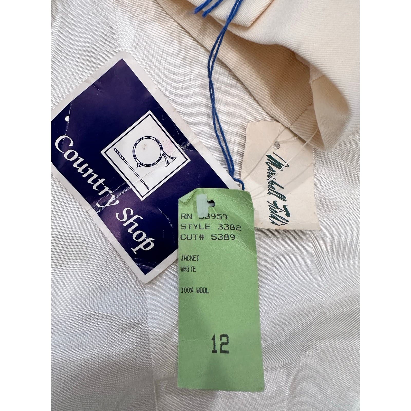 Marshall Field Country Shop Vintage Ivory Double Breasted Blazer 100% Wool-New - Thumbnail 10