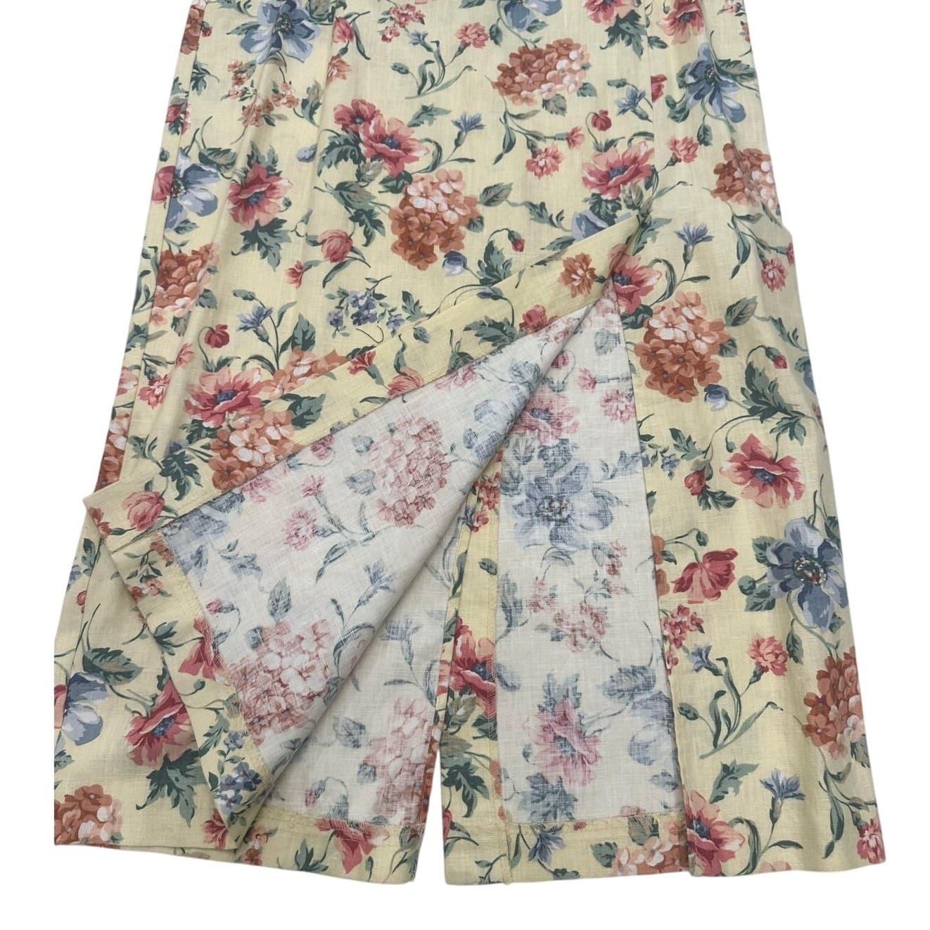 Carroll Reed/Bushwacker USA Vintage Linen Soft Yellow Floral Skirt Blouse Vest-8 - Thumbnail 15