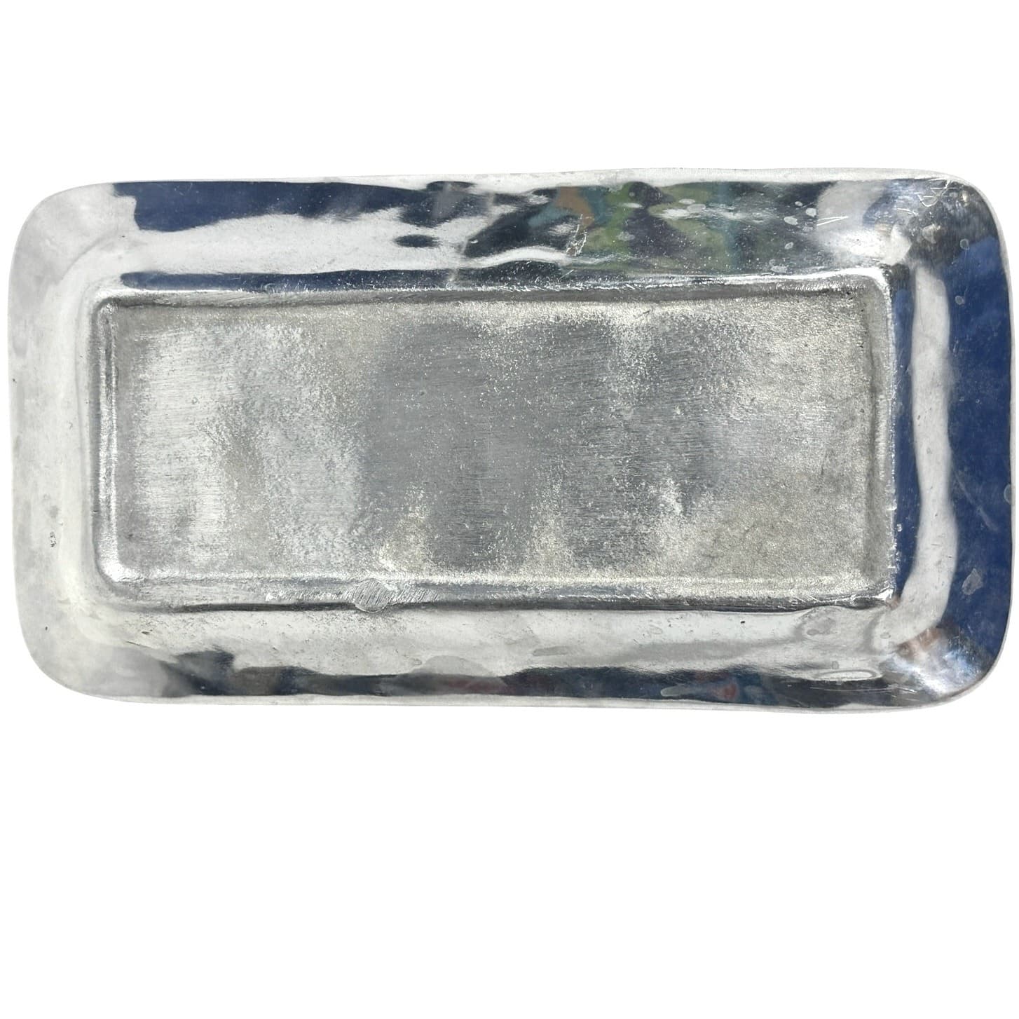 Aluminum Pewter Basket Weave Accented Bread Serving Tray - Thumbnail 4