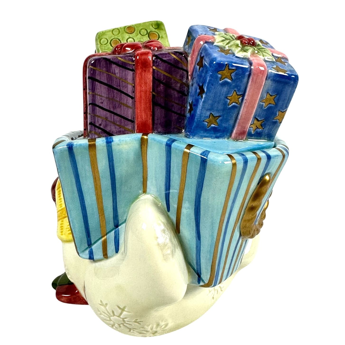 Fitz and Floyd Frosty Folks Snowman Candy Dish Sugar Bowl Trinket Dish-Excellent - Thumbnail 3
