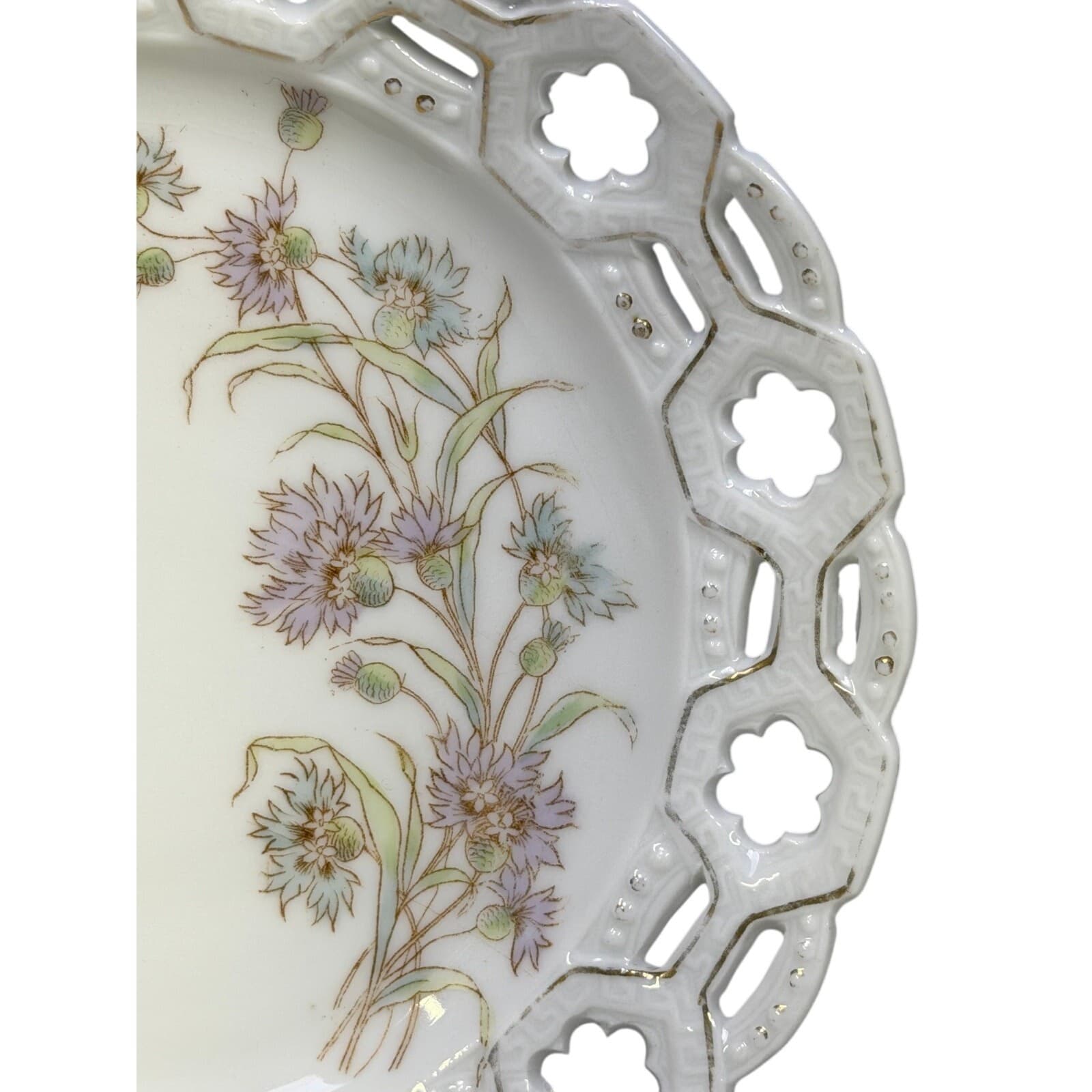 Antique 1912-1918 Merkelsgrun Austrian Hand Painted Reticulated Scalloped Edge - Thumbnail 5