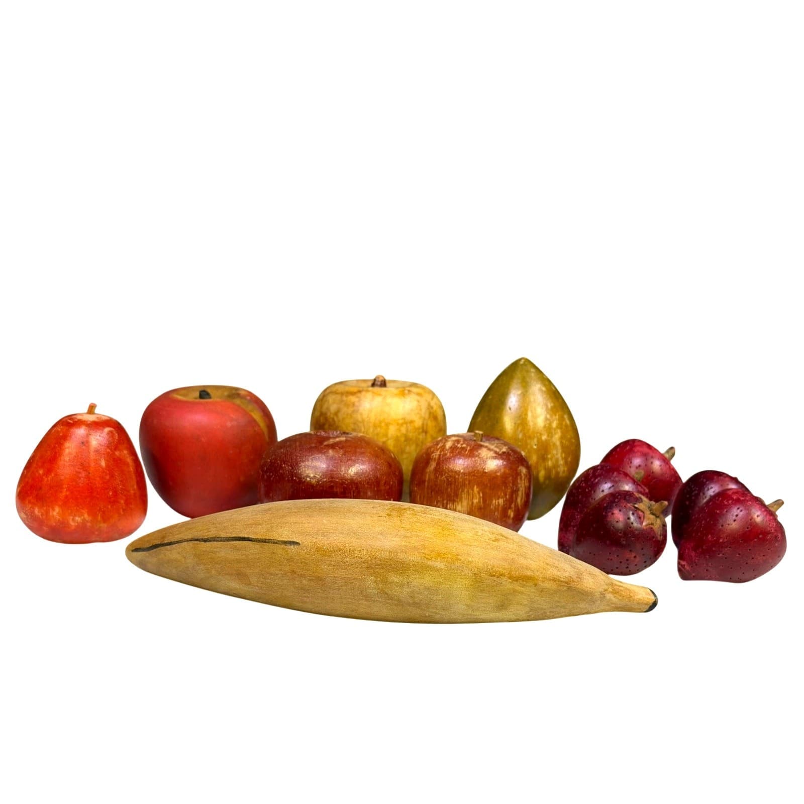 Carved Wooden Vintage Decorative Subtle Colors Variety of Fruit-12 Pieces - Thumbnail 2